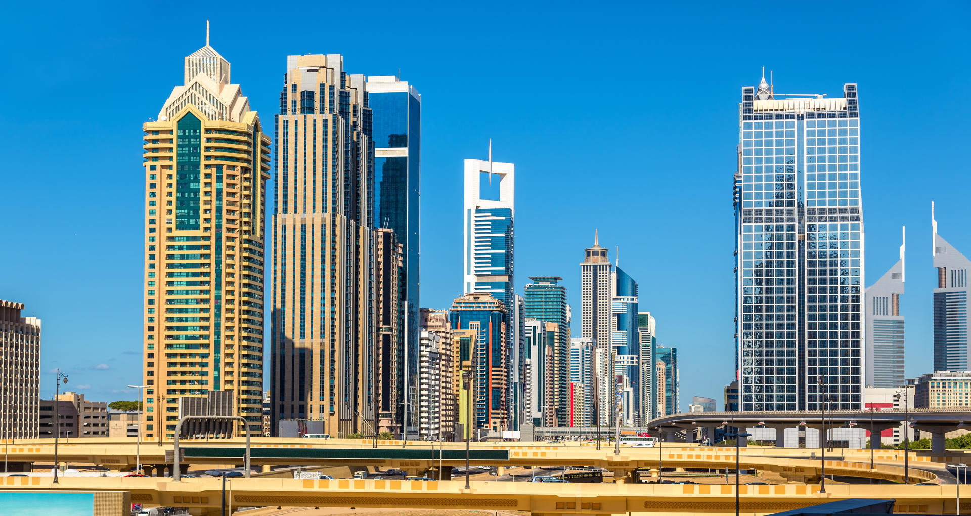 View of skyscrapers in Downtown Dubai – the UAE